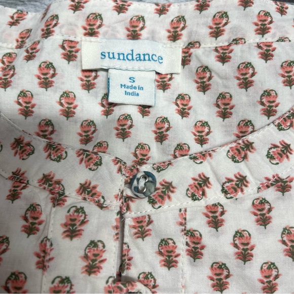 SUNDANCE blouse with button front and ruffle bubble sleeves S - Picture 6 of 10